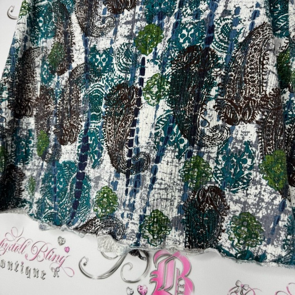 Self esteem halter top tank crochet diamond shape detail with paisley print y2k - Picture 6 of 7